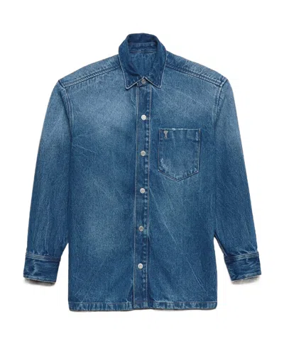 Ami Alexandre Mattiussi Long-sleeved Denim Jacket In Blue