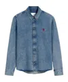 Ami Alexandre Mattiussi Long-sleeved Denim Shirt In Blue