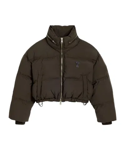 Ami Alexandre Mattiussi Long-sleeved Down Jacket In Brown