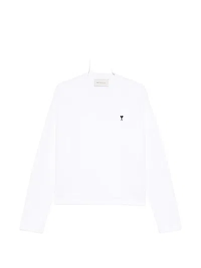 Ami Alexandre Mattiussi Long-sleeved Sweatshirt With Embroidery In White
