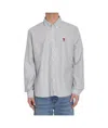 Ami Alexandre Mattiussi Long-sleeved Heart-shaped Shirt In Gray