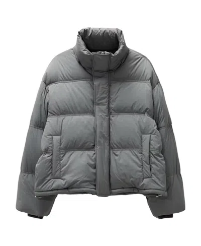 Ami Alexandre Mattiussi Long-sleeved Hooded Down Jacket In Gray