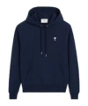 Ami Alexandre Mattiussi Heart Hoodie Kangaroo Pockets In Black
