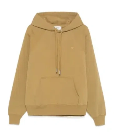 Ami Alexandre Mattiussi Long-sleeved Hooded Hoodie In Nude