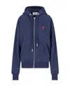 Ami Alexandre Mattiussi Long-sleeved Hooded Sweater In Blue