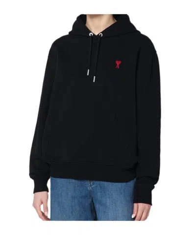 Ami Alexandre Mattiussi Long-sleeved Hooded Sweatshirt In Black
