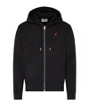 Ami Alexandre Mattiussi Zip-up Hoodie With Kangaroo Pocket And Drawstring Hood In Black