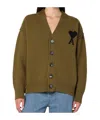 Ami Alexandre Mattiussi Long-sleeved Knitted Cardigan In Green