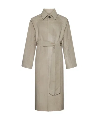 Ami Alexandre Mattiussi Long-sleeved Lace-up Coat In Nude