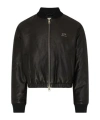 Ami Alexandre Mattiussi Logo-lettering Leather Bomber Jacket In Black