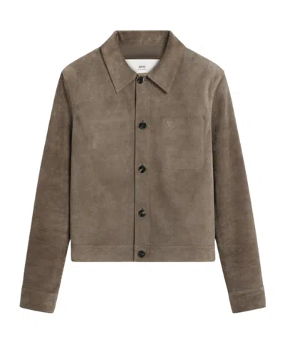 AMI ALEXANDRE MATTIUSSI AMI PARIS LEATHER BUTTONED JACKET