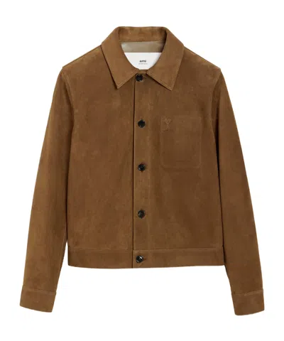 AMI ALEXANDRE MATTIUSSI LONG-SLEEVED LEATHER JACKET