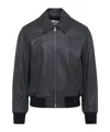 Ami Alexandre Mattiussi Mens Anthracite Regular-fit Spread-collar Leather Jacket In Blue