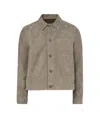 Ami Alexandre Mattiussi Taupe Buttoned Suede Jacket In Grey
