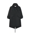 Ami Alexandre Mattiussi Long Grey Polyamide Jacket With Adjustable Hood And Flap Pockets In Black