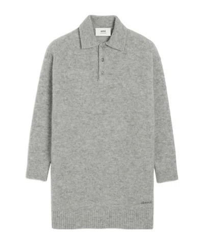 Ami Alexandre Mattiussi Long-sleeved Polo Dress In Gray