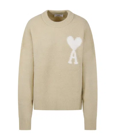 Ami Alexandre Mattiussi Long-sleeved Round-neck Sweater In Nude