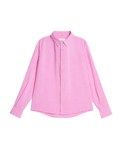 Ami Alexandre Mattiussi Long-sleeved Shantung Shirt In Pink