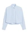 Ami Alexandre Mattiussi Blue Cotton Ami De Coeur Cropped Oversized Shirt Blue In Blue