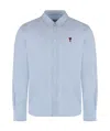 Ami Alexandre Mattiussi Adc Button-down Collar Logo-embroidered Striped Cotton Oxford Shirt In Blue