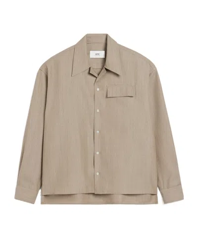 Ami Alexandre Mattiussi Long-sleeved Shirt In Nude