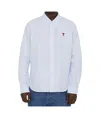 Ami Alexandre Mattiussi Adc Button-down Collar Logo-embroidered Striped Cotton Oxford Shirt In White