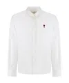 Ami Alexandre Mattiussi Embroidered Cotton Oxford Shirt In White