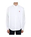 Ami Alexandre Mattiussi Ami Classic Button-down Shirt With Heart Logo In White