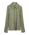 Ami Alexandre Mattiussi Ami Paris Olive Green Silk Shirt In Green