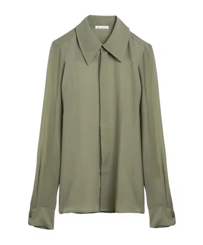 AMI ALEXANDRE MATTIUSSI WIDE LAPEL LONG-SLEEVED SHIRT