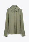 Ami Alexandre Mattiussi Ami Paris Olive Green Silk Shirt In Green
