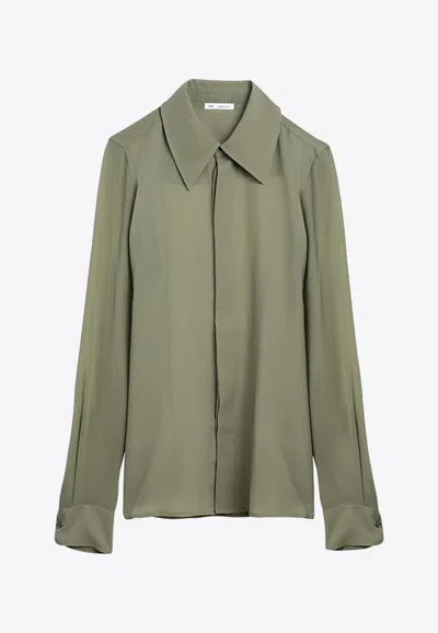 AMI ALEXANDRE MATTIUSSI LONG-SLEEVED SILK SHIRT
