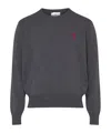 Ami Alexandre Mattiussi Ami De Coeur Extra Fine Merino Wool Sweater In Black