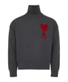 Ami Alexandre Mattiussi Ami Paris Grey Turtleneck Sweater Ami De Coeur Men In Black