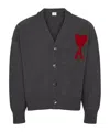 Ami Alexandre Mattiussi Ami Paris Ami De Coeur Heather Grey Wool Cardigan Men In Gray