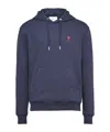 Ami Alexandre Mattiussi Ami Navy Blue Jersey Cotton Hoodie In Blue