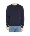 Ami Alexandre Mattiussi Ami Navy Blue Cotton Jersey Sweater With Signature Embroidered Motif In Blue
