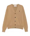Ami Alexandre Mattiussi Embroidered Button-fastening Cardigan In Brown