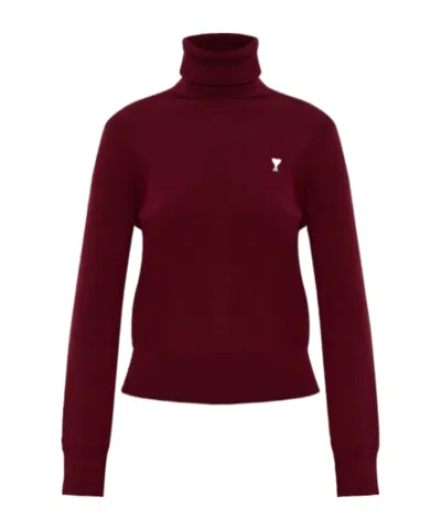 Ami Alexandre Mattiussi Long-sleeved Sweater In Burgundy