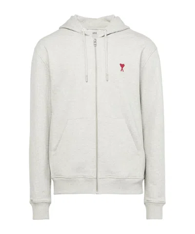 Ami Alexandre Mattiussi Ami Classic Crewneck Sweater With Ribbed Cuffs In Gray