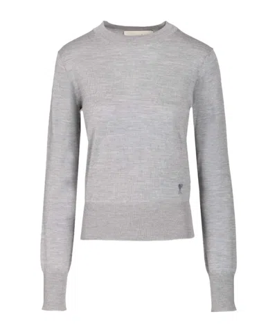 Ami Alexandre Mattiussi Long-sleeved Sweater In Gray