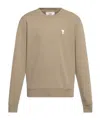 Ami Alexandre Mattiussi Ami Paris Ami De Coeur Organic Cotton Fleece Crewneck Sweater In Nude