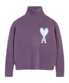 Ami Alexandre Mattiussi Ami De Caur Wool-blend Turtleneck Sweater In Purple