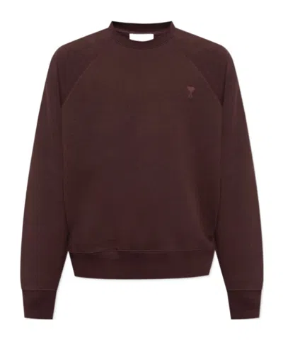 Ami Alexandre Mattiussi Long-sleeved Sweater In Red