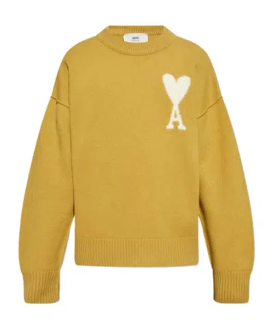 Ami Alexandre Mattiussi Long-sleeved Sweater In Yellow
