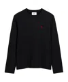Ami Alexandre Mattiussi Ami Black Cotton Jersey Fleece Sweater With Monogram Motif In Black