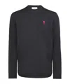 Ami Alexandre Mattiussi Ami De Coeur Extra Fine Merino Wool Sweater In Black
