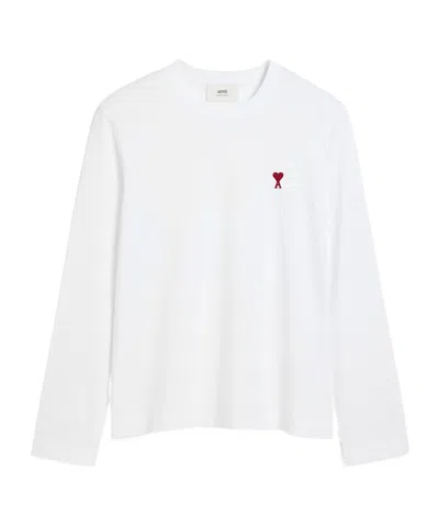 Ami Alexandre Mattiussi Ami De Coeur Long Sleeves T-shirt In White
