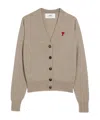 Shop Ami Alexandre Mattiussi Long-sleeved Wool Knitted Cardigan In Nude