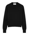 Ami Alexandre Mattiussi Black Wool Ami De Coeur Crewneck Sweater Black In Black
